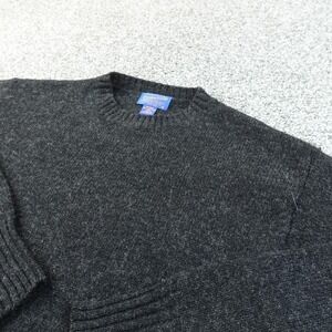 Pendleton Sweater Mens M Gray Black Donegal Shetland Wool Knit Crewneck Pullover